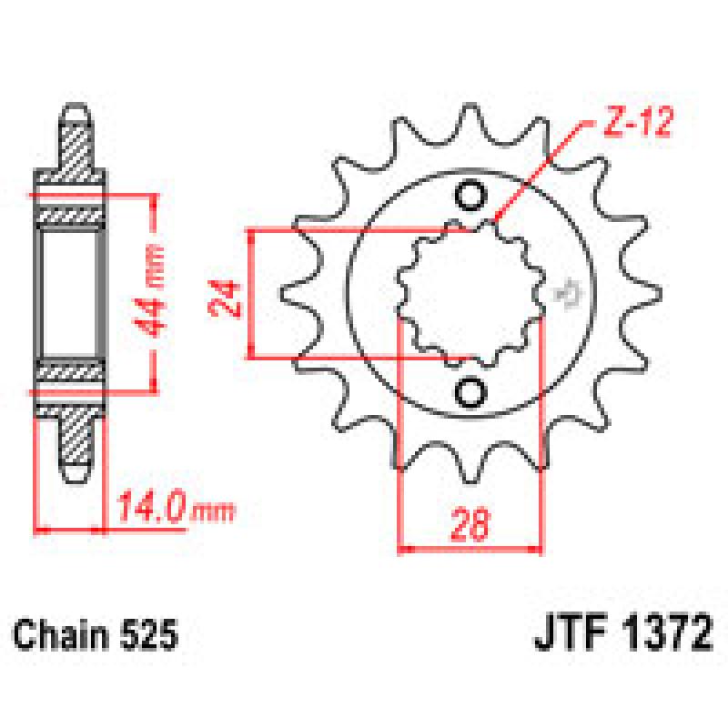 Купить Звездочка передняя JT Sprockets (шаг 525 ) JT JTF1372